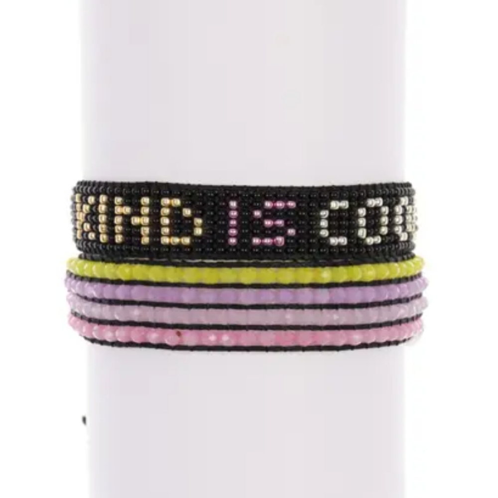 AYOUNIK Handcrafted Kind Is Cool Crystal Beaded Adjustable Bracelet Set